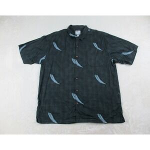 AFTCO Shirt Mens‎ 2XL XXL Black Button Up Bluewater Marlin Casual